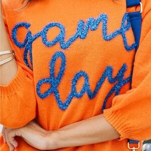 NWOT Bibi Game Day Orange & Blue Sweater